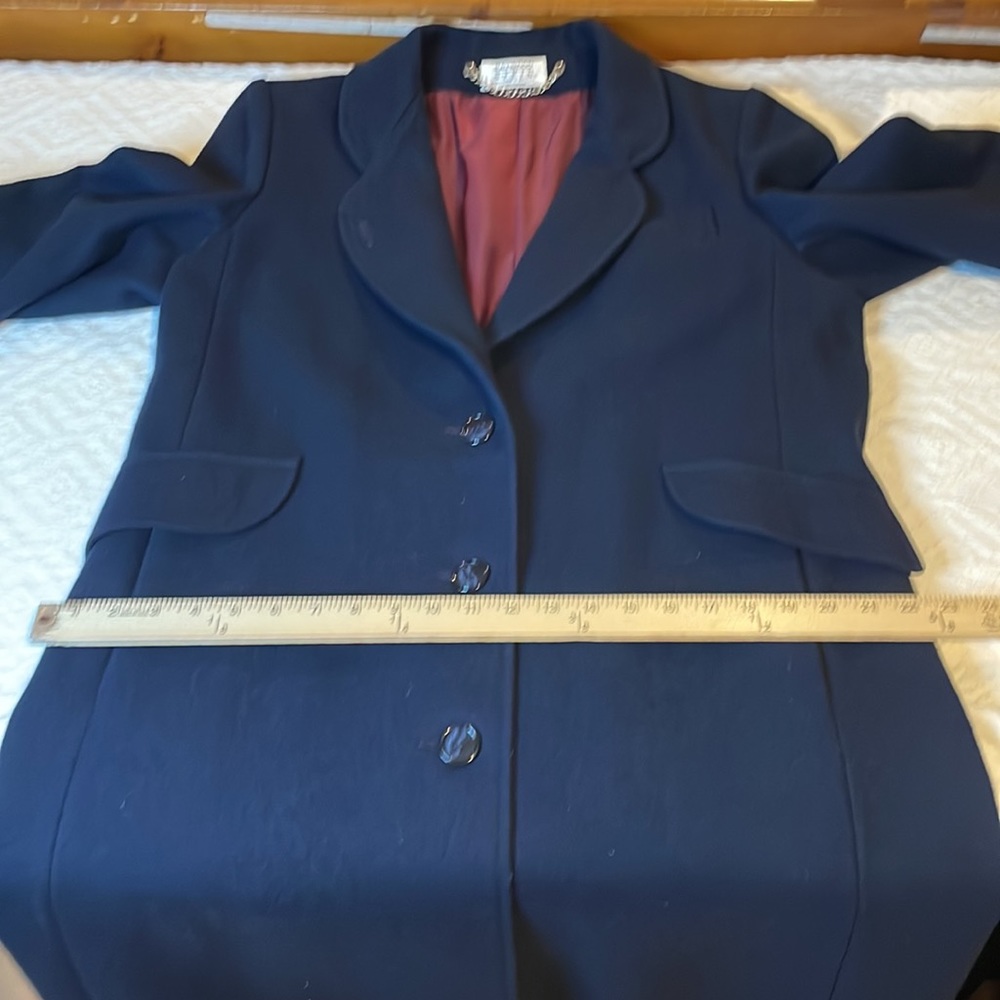 Raywood and Srein Wool Navy Dress Coat Jacket Small Medium Vintage - Picture 14 of 15